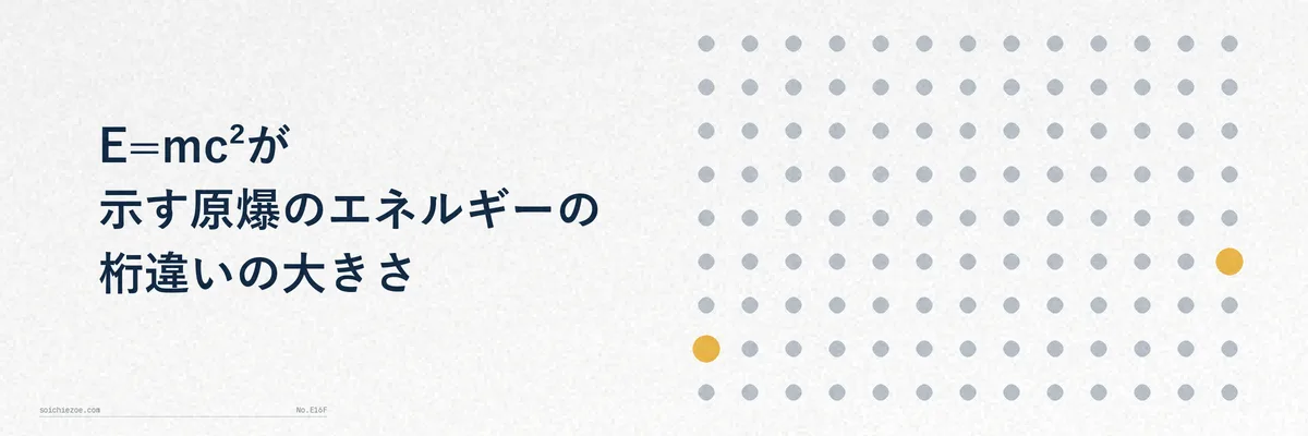E=mc²の式とエネルギーの大きさの関係を示す図解