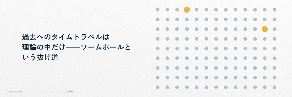 ワームホールを通って過去に戻るというアイデアを示す概念図