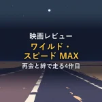 夜の砂漠のハイウェイに一直線に伸びる道路と月明かり。映画レビュー記事のイメージ画像。