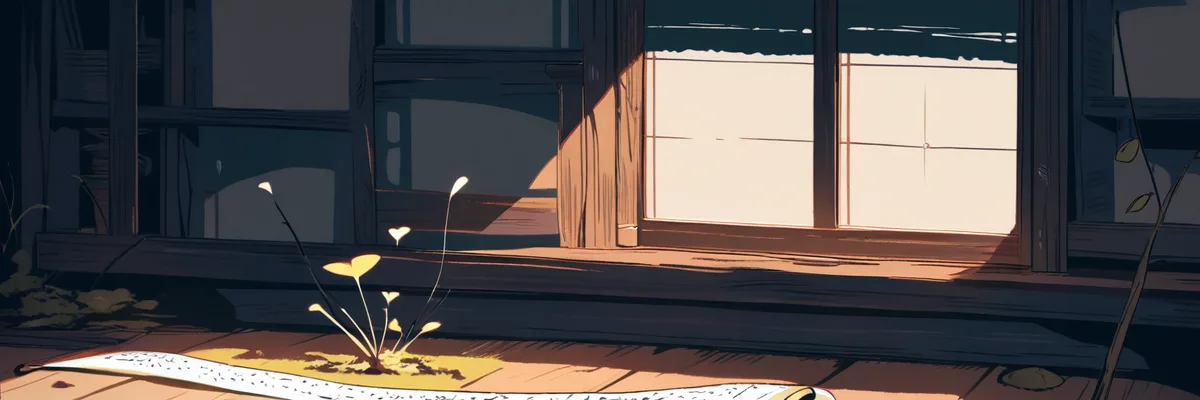 窓辺の光の中、広げた巻物と芽生えた小さな種を描いたイラスト。生まれつきの資質という反論を検討するイメージ